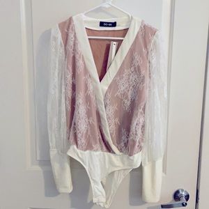 Beige and Cream lace bodysuit